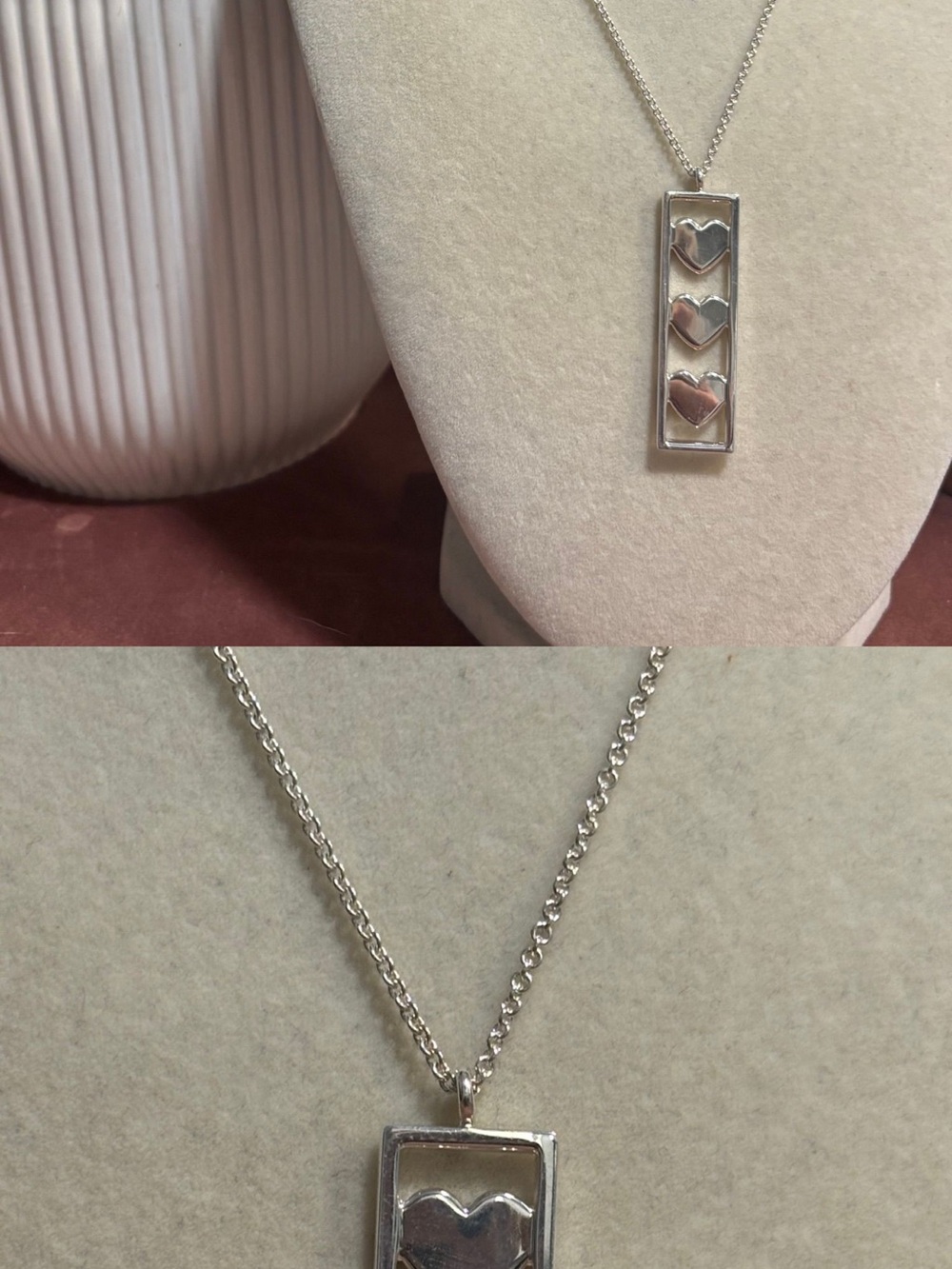 Tiffany and Co. Sterling Silver Triple Heart Pendant Necklace - Silver